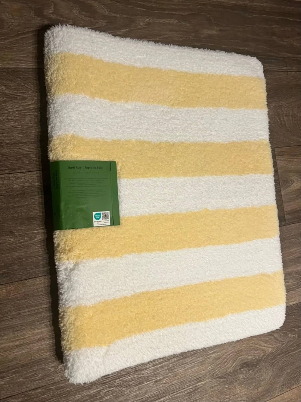 Kate Spade New York Yellow and White Stripes Bathroom Rug 20x32in.